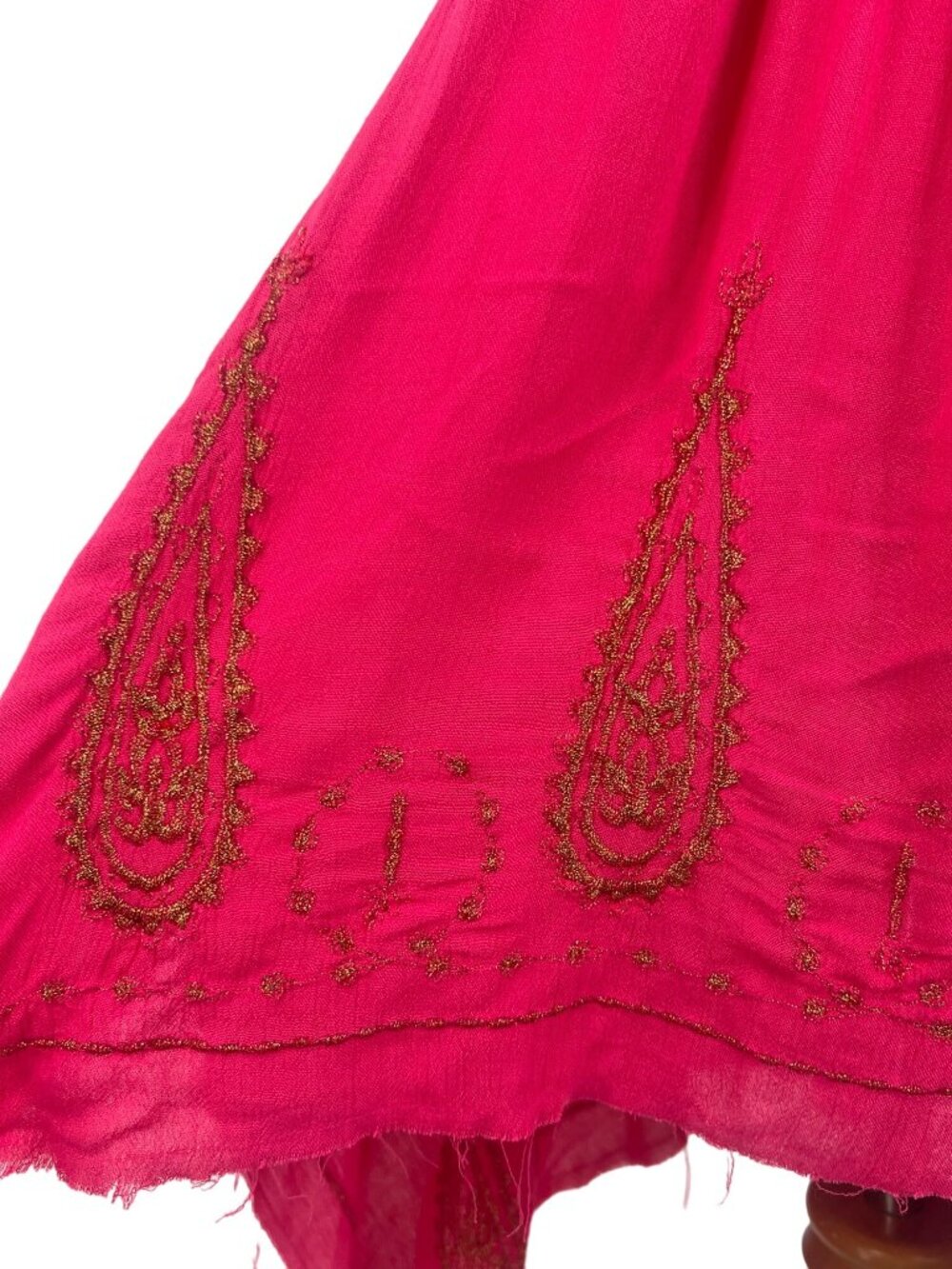 NWT Free People Pink Gold Embroidered Asymmetric Slip Dress | Boho Fairy Indie M - Picture 6 of 16